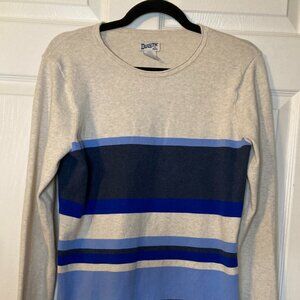 Women's Duluth Trading Shiftless Crewneck Sweater - Cream/Blue Stripes - Size S
